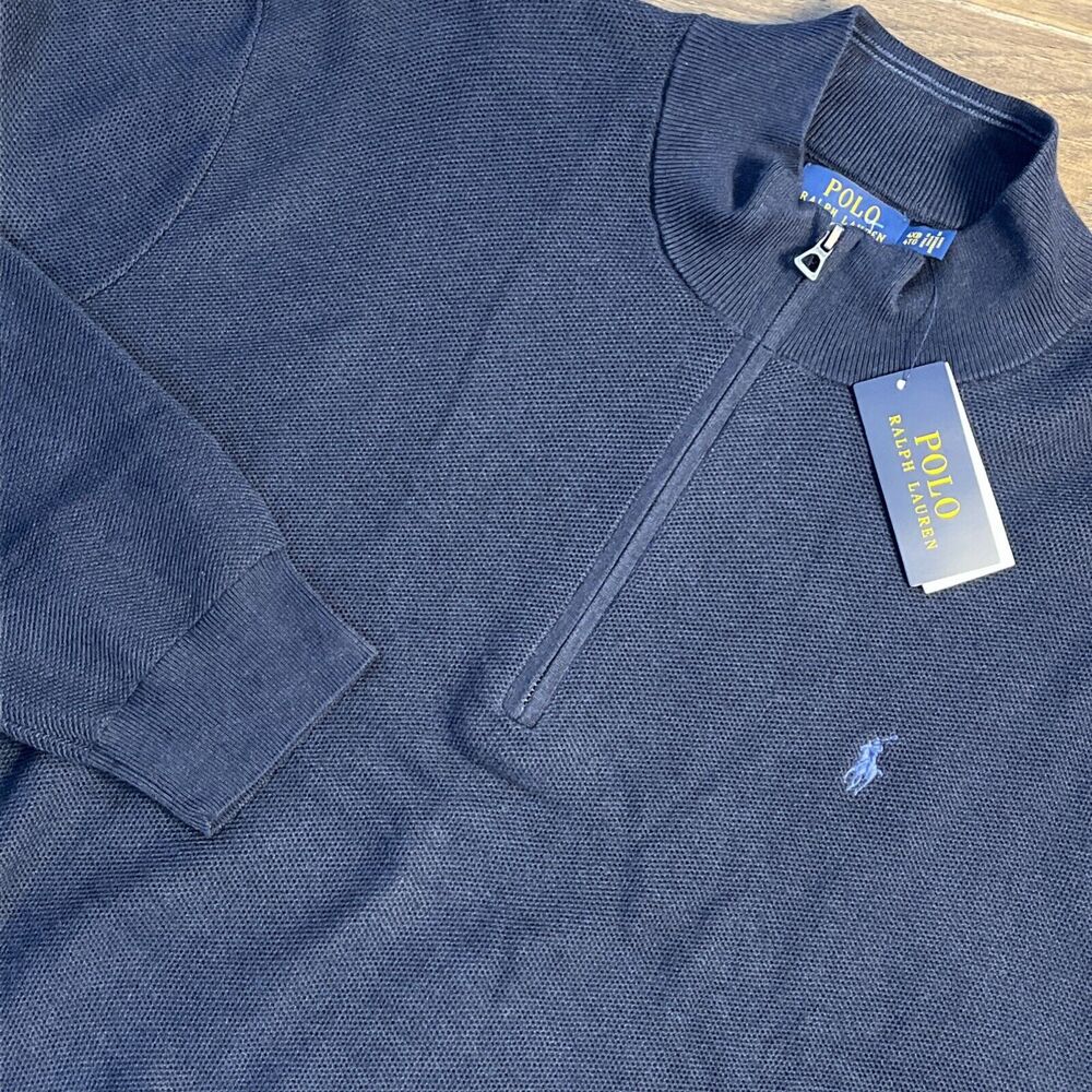 NWT Polo Ralph Lauren 1/4 Zip‎ Pullover Sweater Big & Tall Navy Men’s 4XB $125